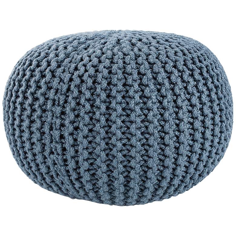 Image 2 Jaipur Asilah 20" Wide Modern Blue Solid Round Pouf Ottoman