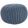 Jaipur Asilah 20" Wide Modern Blue Solid Round Pouf Ottoman