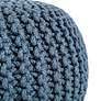 Jaipur Asilah 20" Wide Modern Blue Solid Round Pouf Ottoman