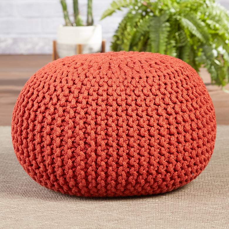 Image 1 Jaipur Asilah Red Solid Round Pouf Ottoman