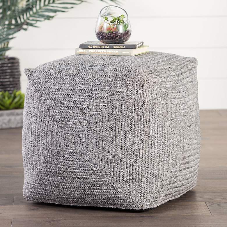 Image 1 Jaipur Bridgehampton Light Gray Cube Pouf Ottoman