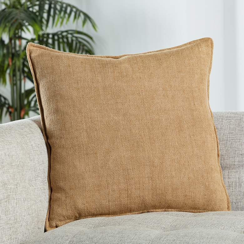 Image 1 Jaipur Burbank Blanche Solid Tan 20 inch Square Throw Pillow