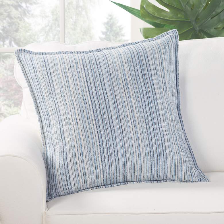Image 1 Jaipur Burbank Taye Blue Striped 22 inch Square Throw Pillow