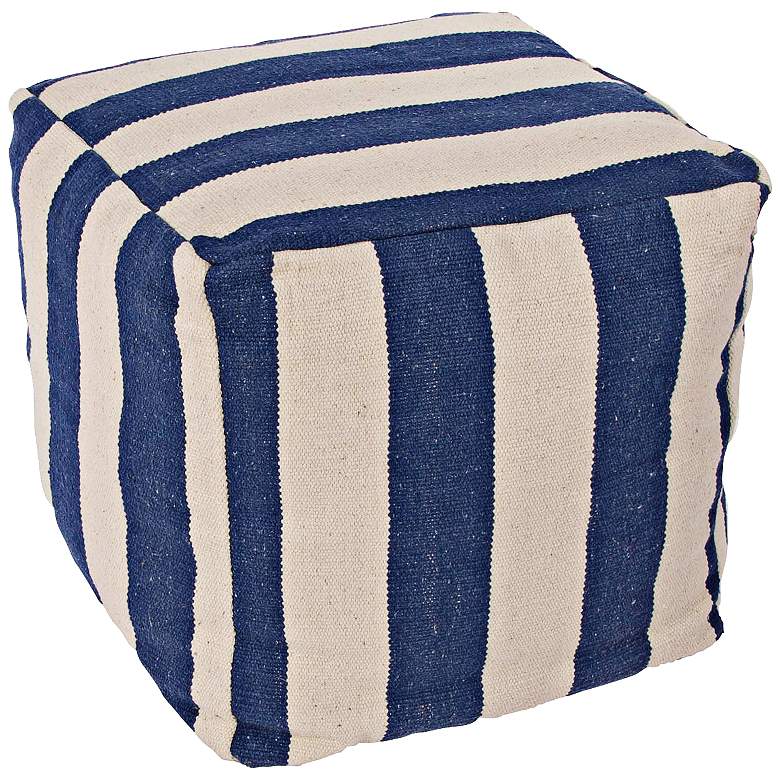 Image 1 Jaipur Cadiz Blue Stripe Cube Pouf Ottoman