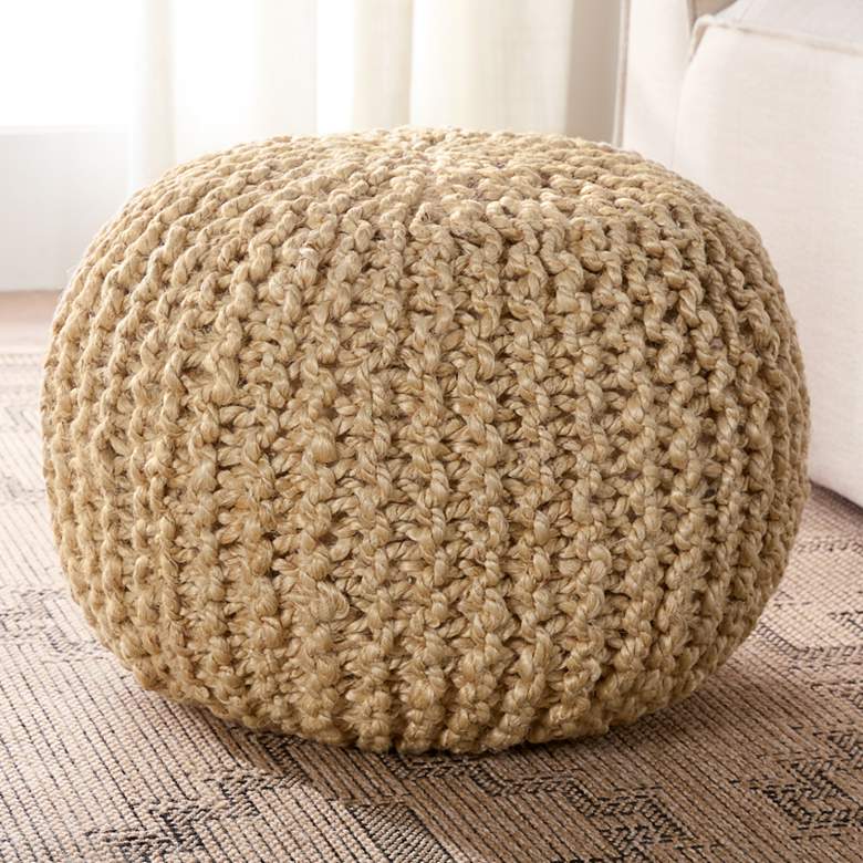 Image 1 Jaipur Canova Azene Beige Jute Cylinder Pouf Ottoman