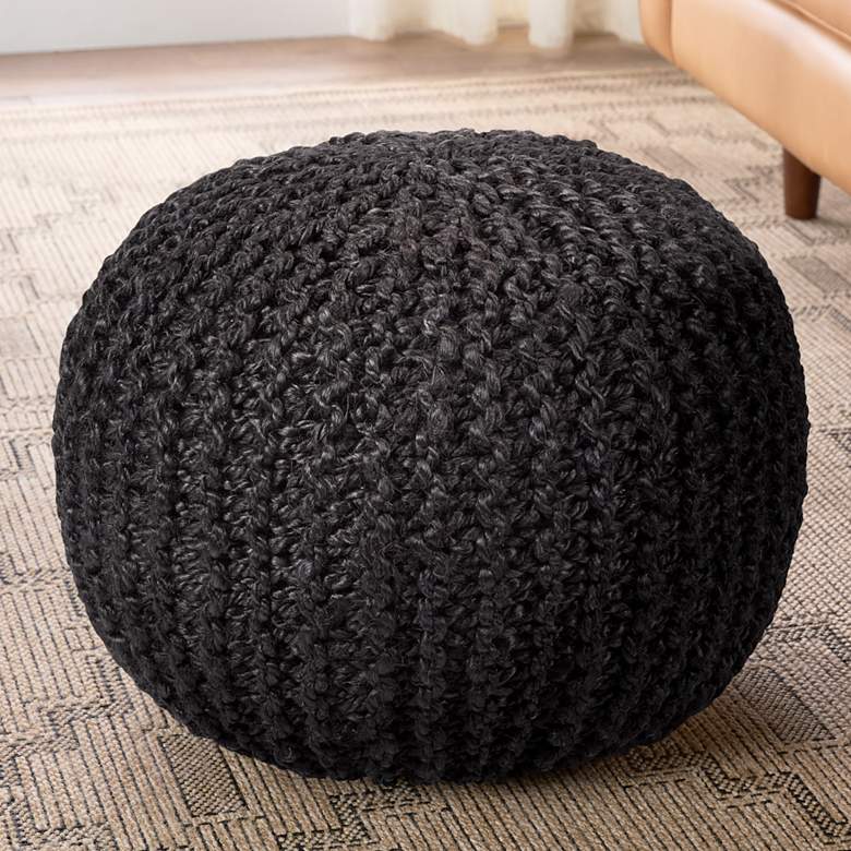 Image 1 Jaipur Canova Azene Black Jute Cylinder Pouf Ottoman