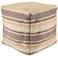Jaipur Carcaba Beige and Gray Striped Cube Pouf Ottoman