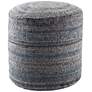Jaipur Duro Light Blue and Gray Stripes Cylinder Pouf Ottoman