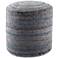 Jaipur Duro Light Blue and Gray Stripes Cylinder Pouf Ottoman