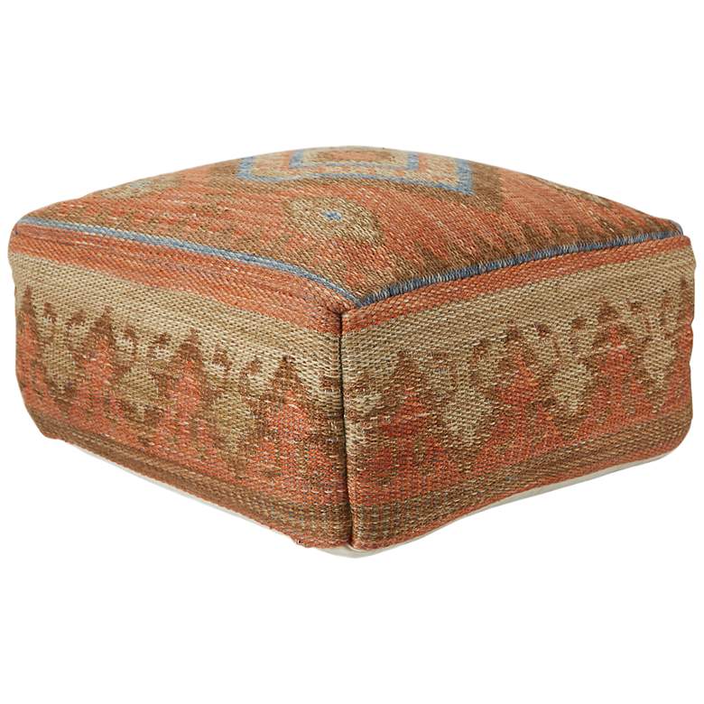 Image 3 Jaipur Ember Orange and Blue Tribal Cuboid Pouf Ottoman