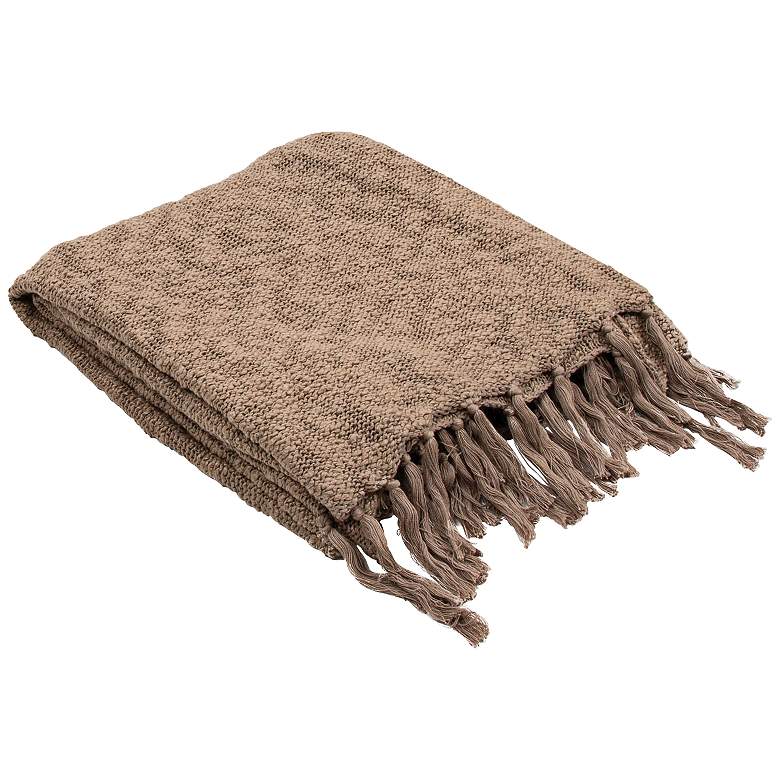 Image 1 Jaipur Gem Gray-Brown Cotton Fringe Throw Blanket