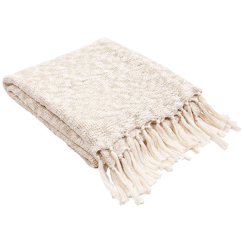 Image 1 Jaipur Gem Soft Ivory Cotton Fringe Throw Blanket