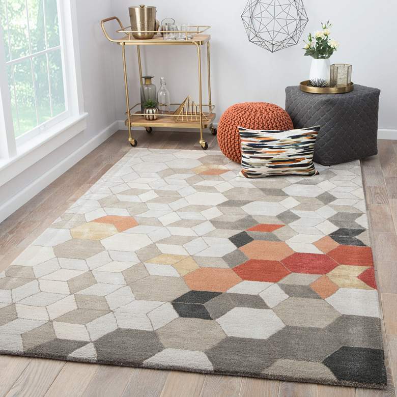 Image 1 Jaipur Genesis Combs GES03 5'x8' Gray and Orange Area Rug