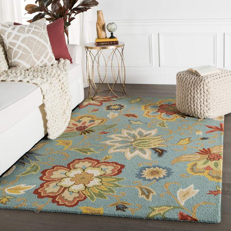 Image 1 Jaipur Hacienda Zamora HAC09 5&#39;x8&#39; Blue and Yellow Area Rug