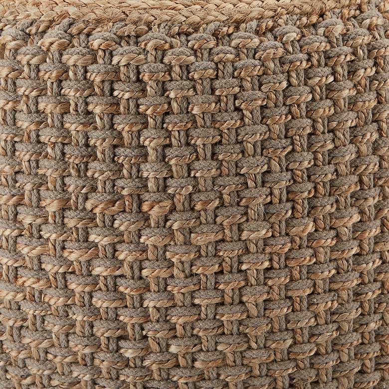 Image 3 Jaipur Kealani Gray and Beige Trellis Cylinder Pouf Ottoman more views