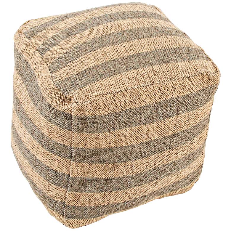 Image 1 Jaipur Mason Gray Striped Wool Cube Pouf Ottoman