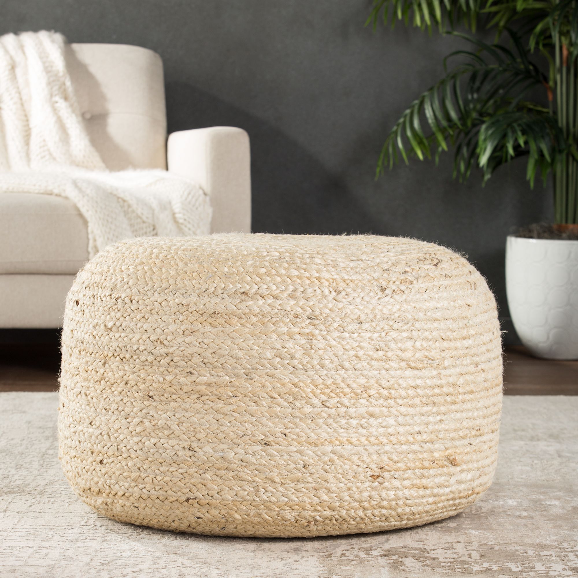 White pouf online chair