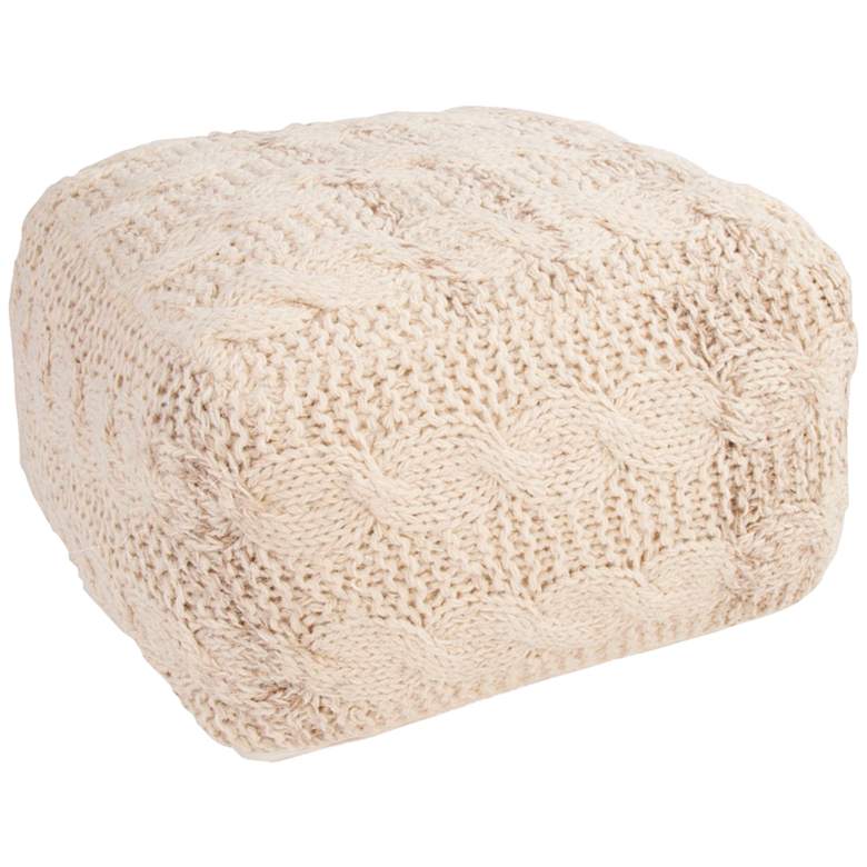 Image 1 Jaipur Milford Ivory White Wool Square Pouf Ottoman