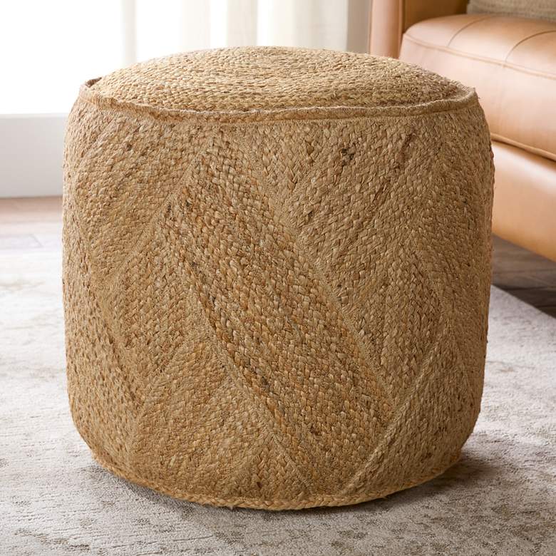 Image 1 Jaipur Nadal Lenore Tan Jute Cylinder Pouf Ottoman