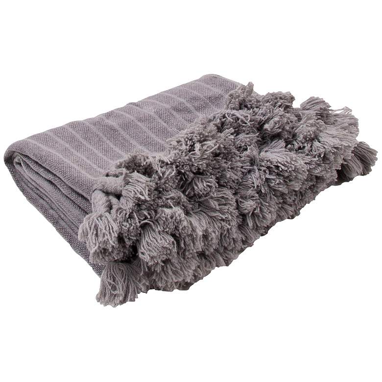 Image 1 Jaipur Native Gray Fringe Wool Throw Blanket