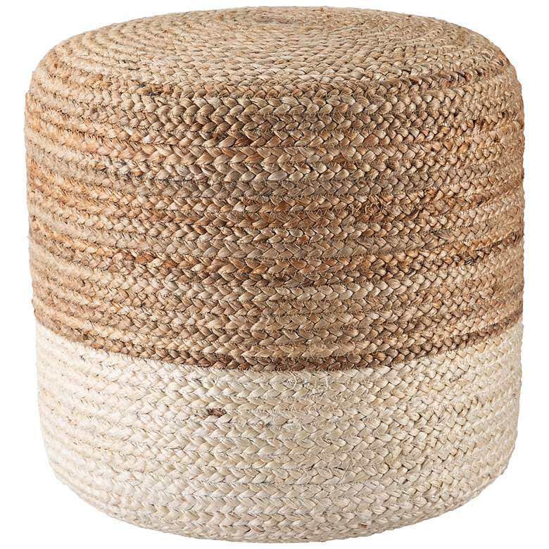 Image 2 Jaipur Oliana Beige and White Ombre Cylinder Pouf Ottoman
