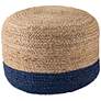 Jaipur Oliana Blue and Beige Ombre Cylinder Pouf Ottoman in scene