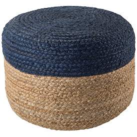 Image5 of Jaipur Oliana Blue and Beige Ombre Cylinder Pouf Ottoman more views