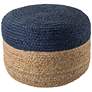 Jaipur Oliana Blue and Beige Ombre Cylinder Pouf Ottoman in scene