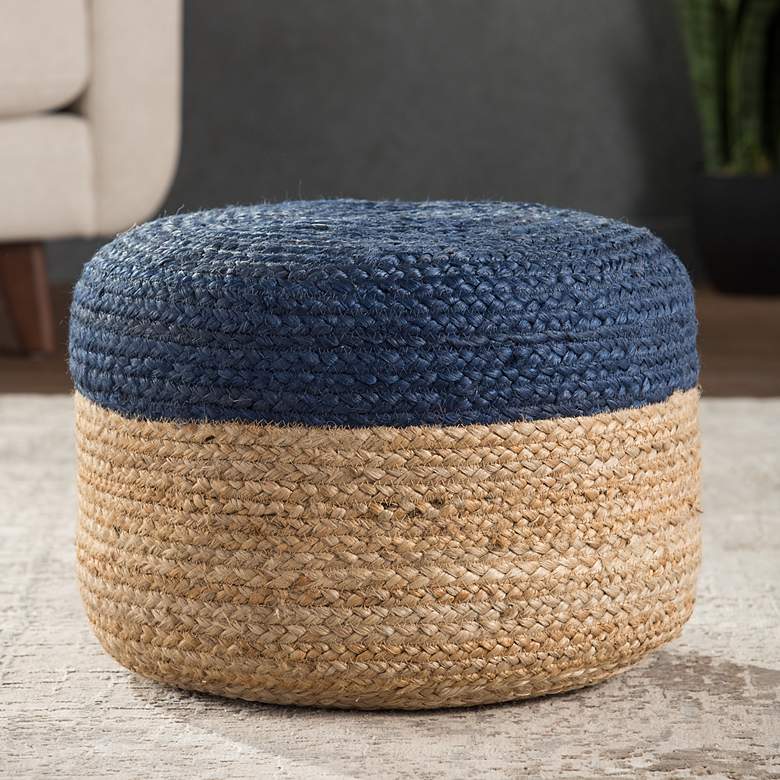 Image 6 Jaipur Oliana Blue and Beige Ombre Cylinder Pouf Ottoman more views