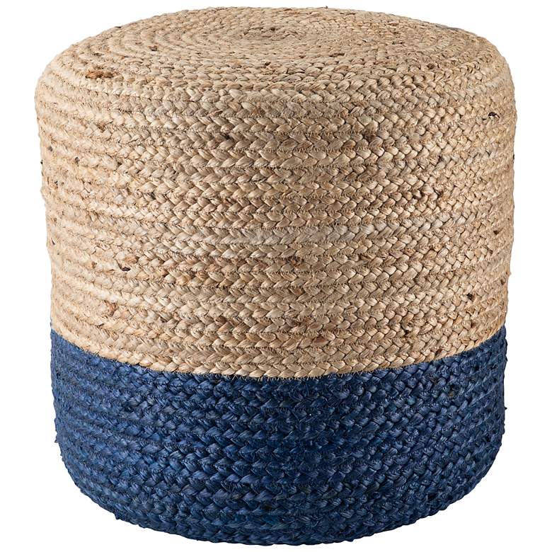 Image 2 Jaipur Oliana Blue and Beige Ombre Cylinder Tall Pouf Ottoman