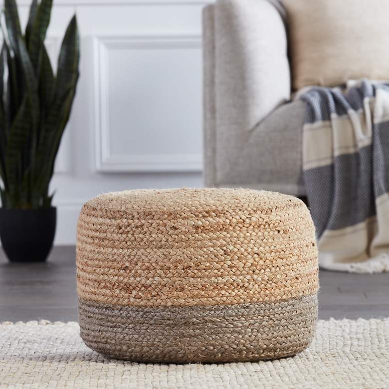 Image 1 Jaipur Oliana Taupe and Beige Ombre Cylinder Pouf Ottoman