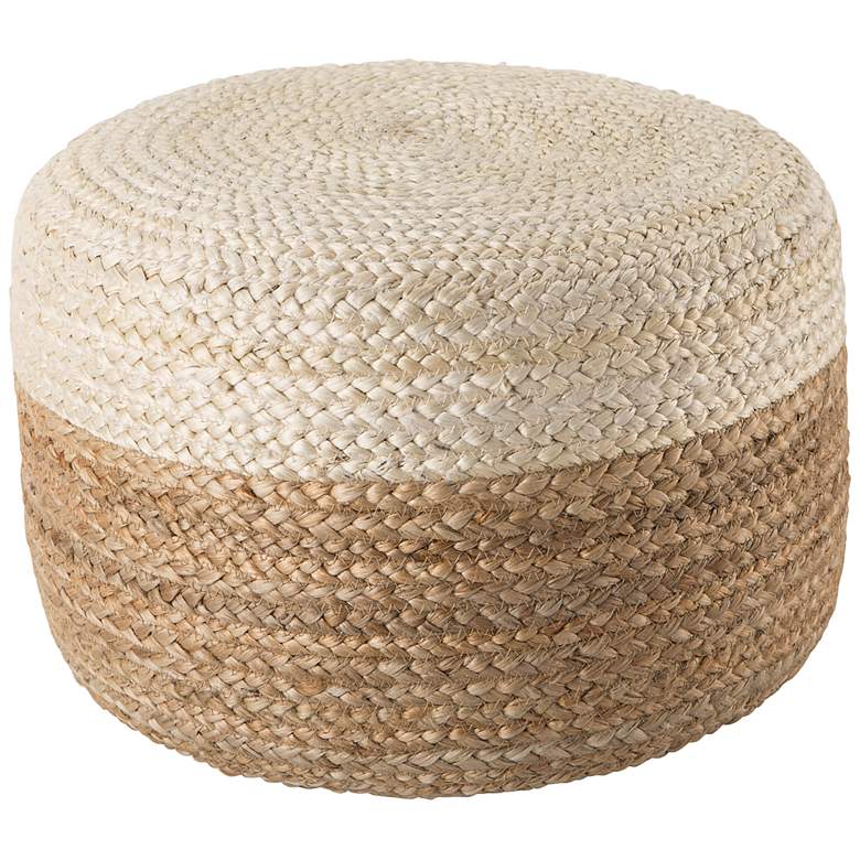 Image 2 Jaipur Oliana White and Beige Ombre Cylinder Pouf Ottoman