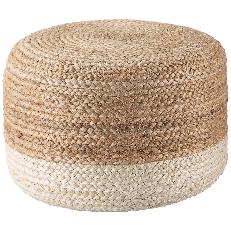 Image 4 Jaipur Oliana White and Beige Ombre Cylinder Pouf Ottoman more views