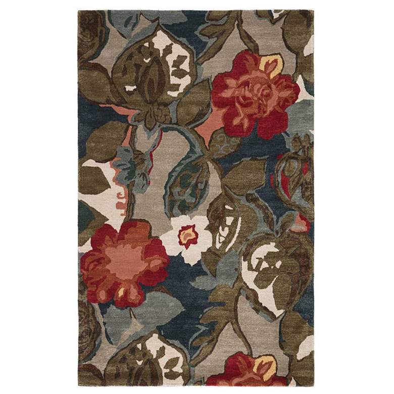 Image 1 Jaipur Petal Pusher BL116 5'x8' Green Red Floral Area Rug