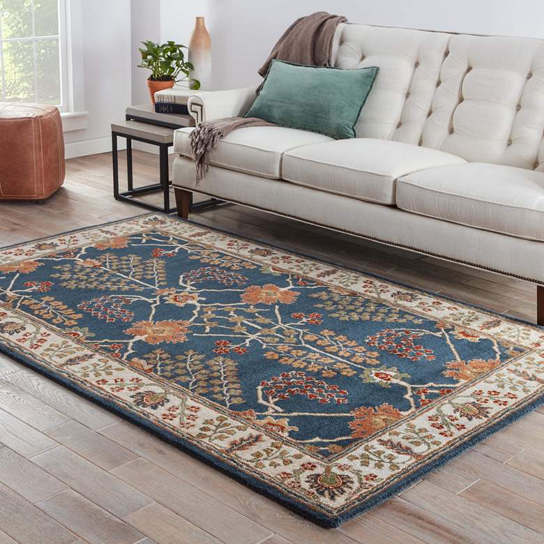 Image 1 Jaipur Poeme Chambery PM82 5&#39;x8&#39; Blue and Off-White Area Rug
