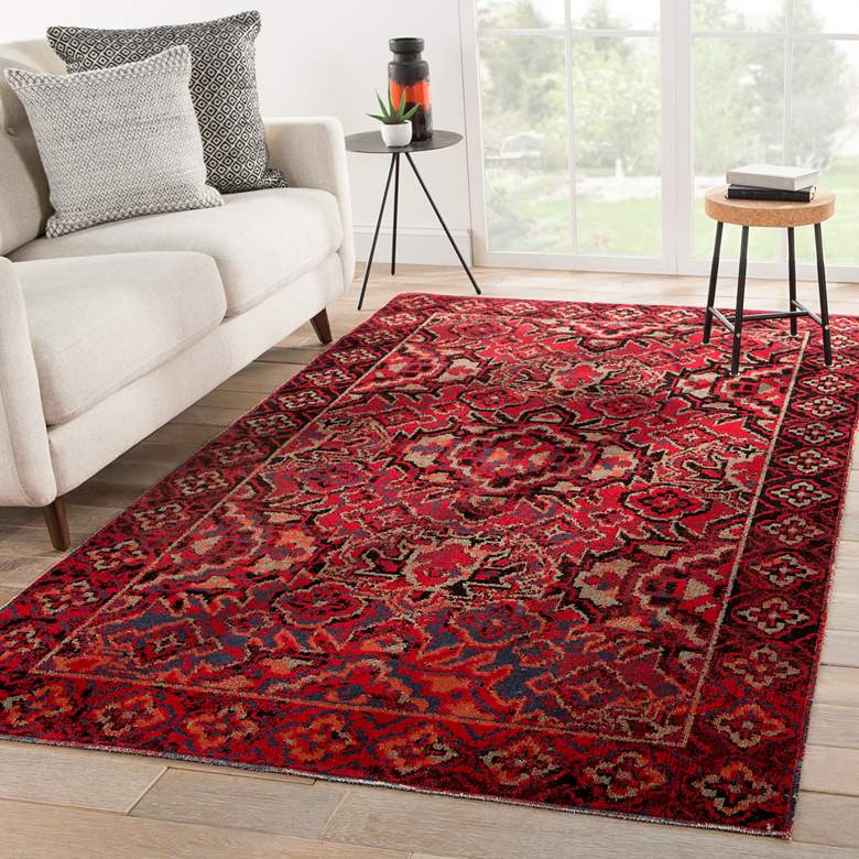 Image 1 Jaipur Polaris Chaya POL21 5'3"x7'6" Red and Black Area R