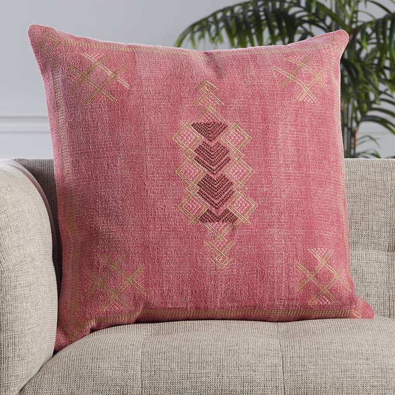 Image 1 Jaipur Puebla Shazi Pink Tan Tribal 22 inch Square Throw Pillow