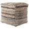 Jaipur Ramada Gray and Tan Striped Cube Pouf Ottoman