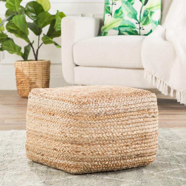 Image 2 Jaipur Sangam Beige Solid Cuboid Pouf Ottoman