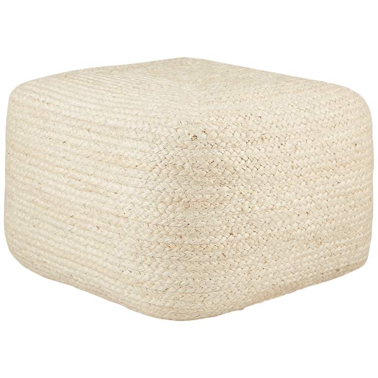 Image 2 Jaipur Sangam Ivory Solid Cuboid Pouf Ottoman