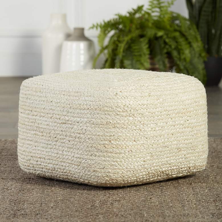 Image 1 Jaipur Sangam Ivory Solid Cuboid Pouf Ottoman