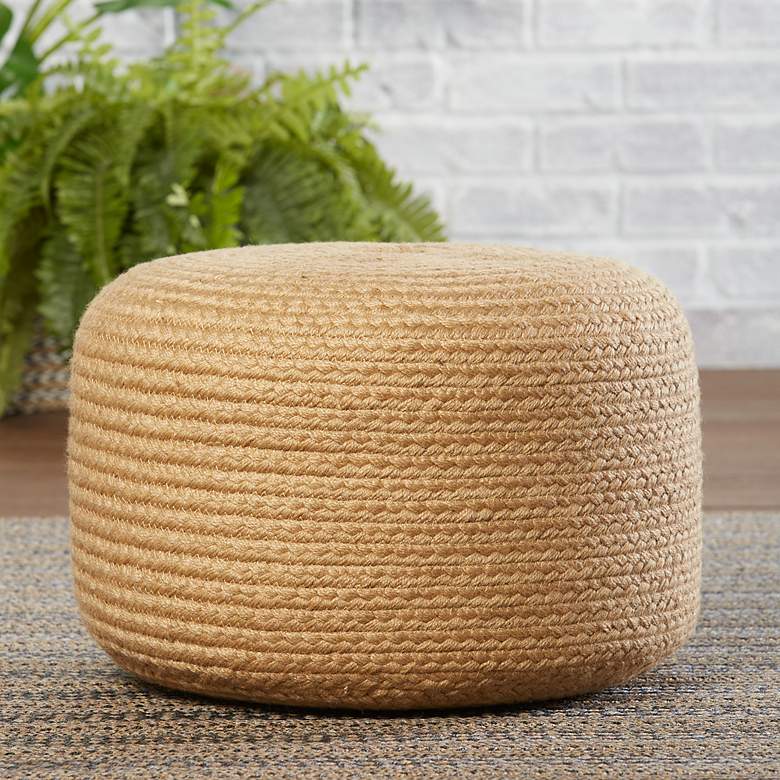 Image 1 Jaipur Santa Rosa Beige Solid Cylinder Pouf Ottoman