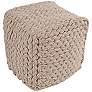 Jaipur Scandinavia Knit Tan Wool Cube Pouf Ottoman