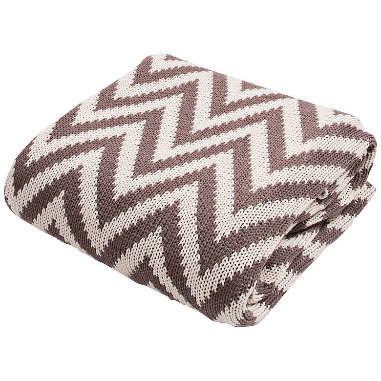 Image 1 Jaipur Serin Chevron Brown Cotton Throw Blanket