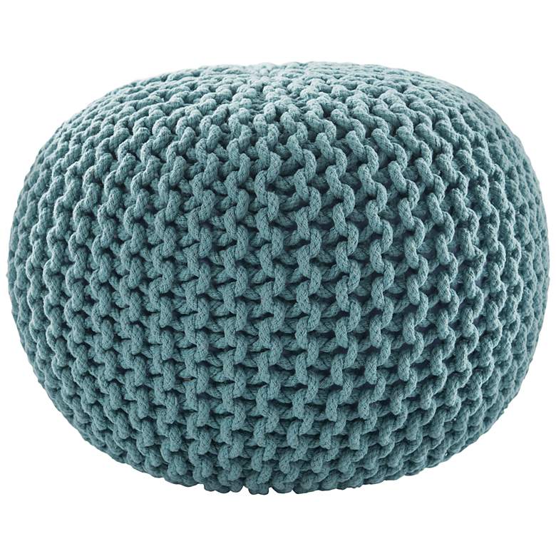 Image 2 Jaipur Spectrum Pouf Textured Aqua Round Pouf Ottoman