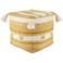 Jaipur Tedik Gold and White Tribal Cube Pouf Ottoman