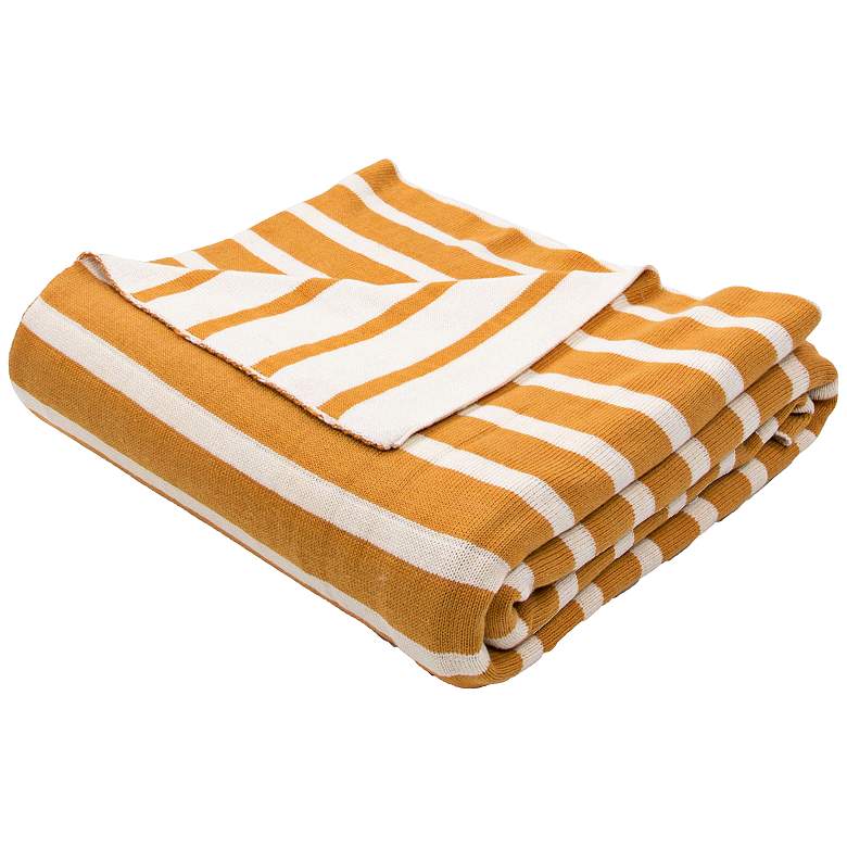 Image 1 Jaipur Trinity Golden Yellow and Ivory Cotton Throw Blanket