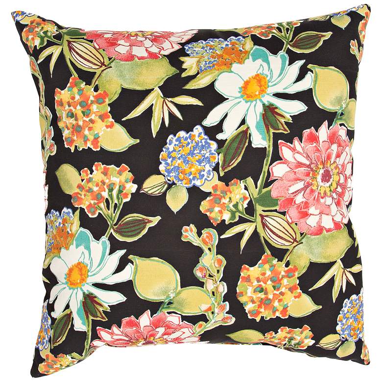 Image 1 Jaipur Veranda Black 20 inchW Multi-Color Floral Throw Pillow