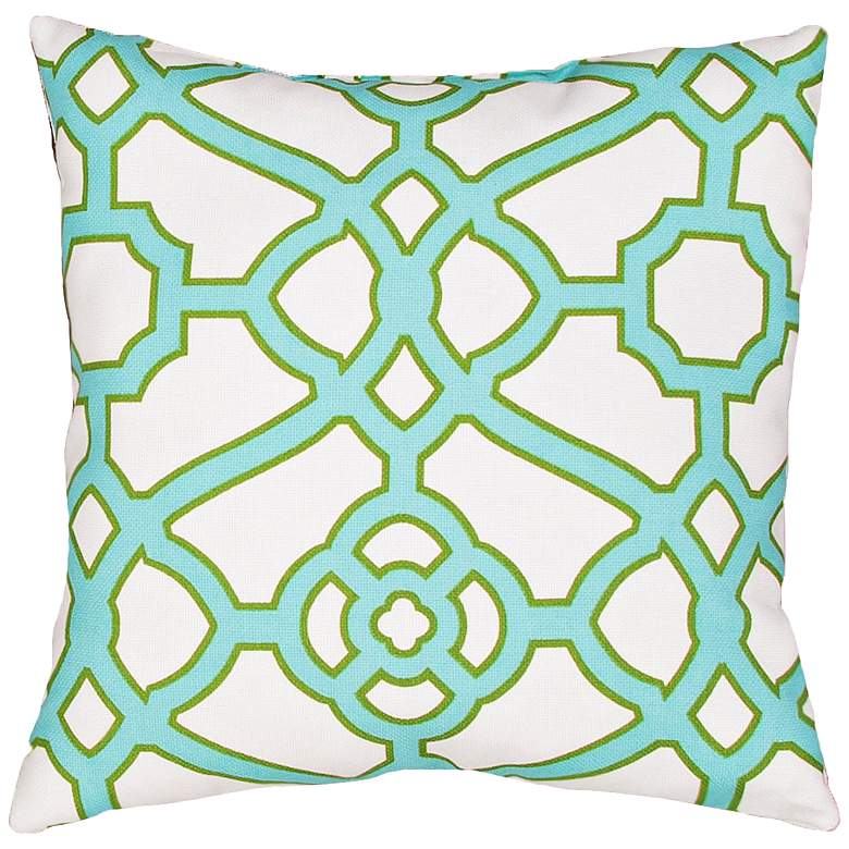 Image 1 Jaipur Veranda Gate Green 18" Square Indoor-Outdoor Pillow