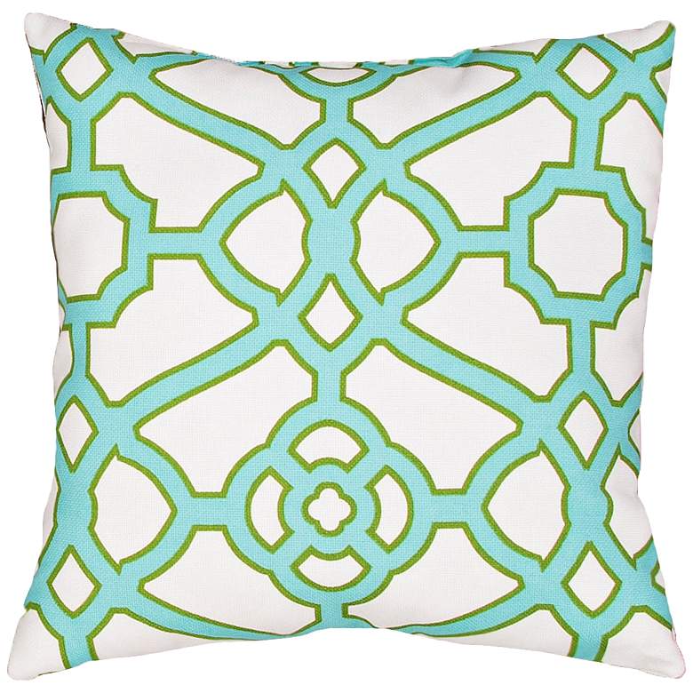 Image 1 Jaipur Veranda Gate Green 18 inch Square Indoor-Outdoor Pillow